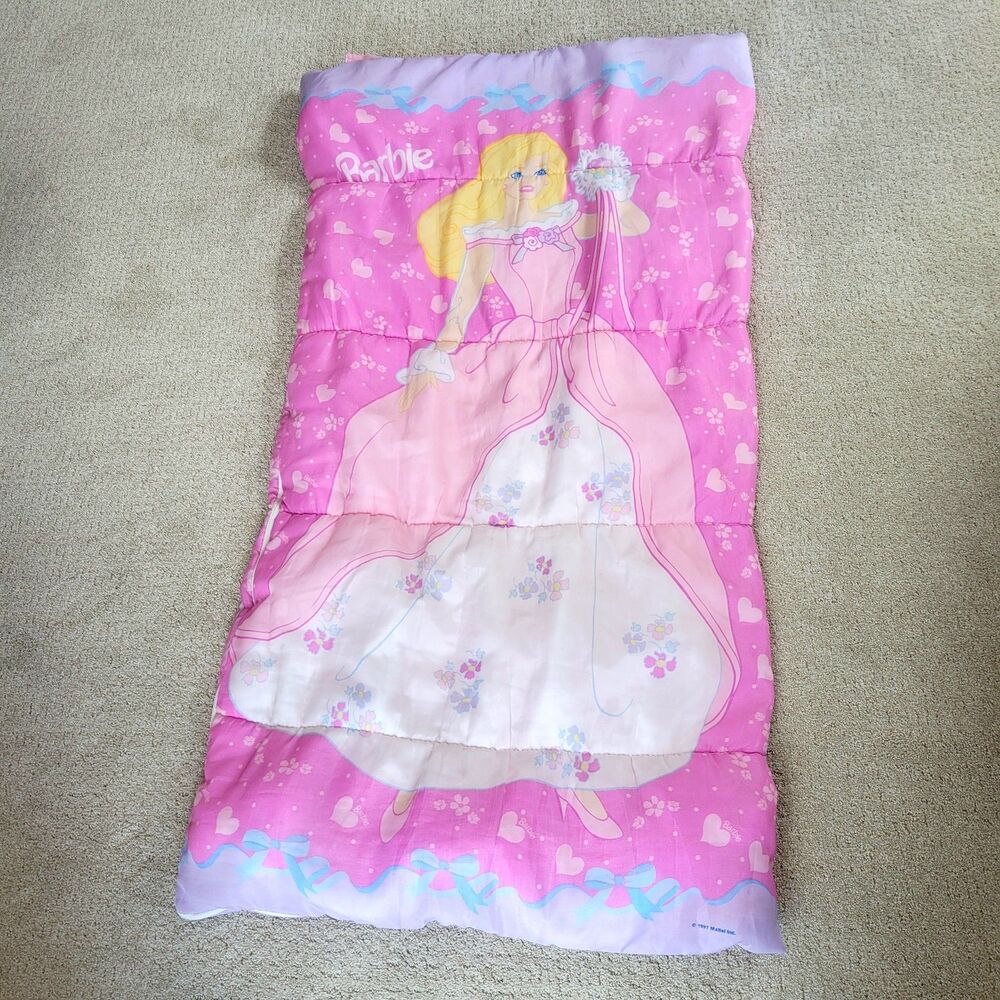 Vintage Barbie Princess Kids Sleeping Bag 1997 Mattel Pink Y2K 90s Character